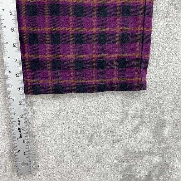 Tna Aritzia Oakwood Organic Cotton Flannel Plaid Pull On Pants Purple - Picture 12 of 12